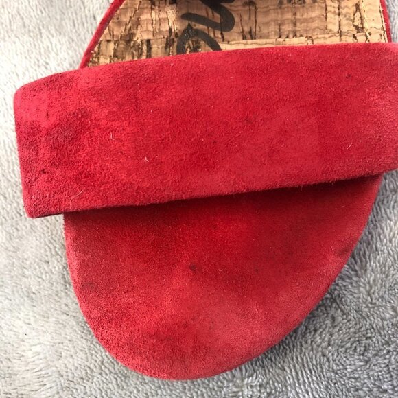 Sam Edelman Lanelle Nubuck Red Suede Leather Open Toe Sandal Size 8 - Picture 14 of 14